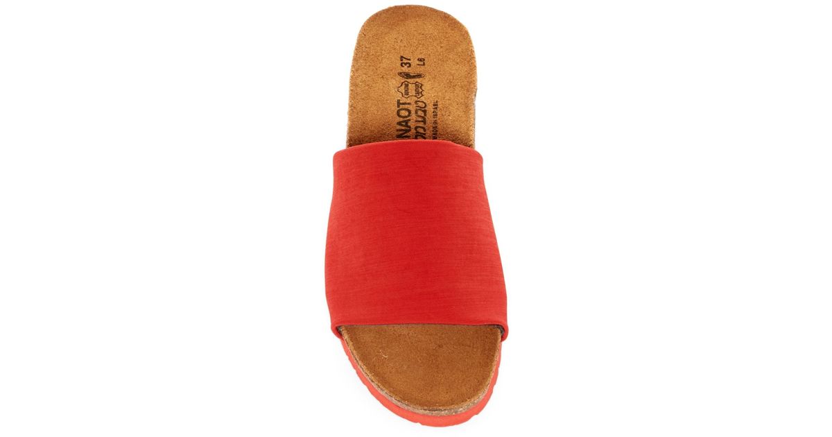 Naot Alana Slide Wedge Sandal in Red | Lyst